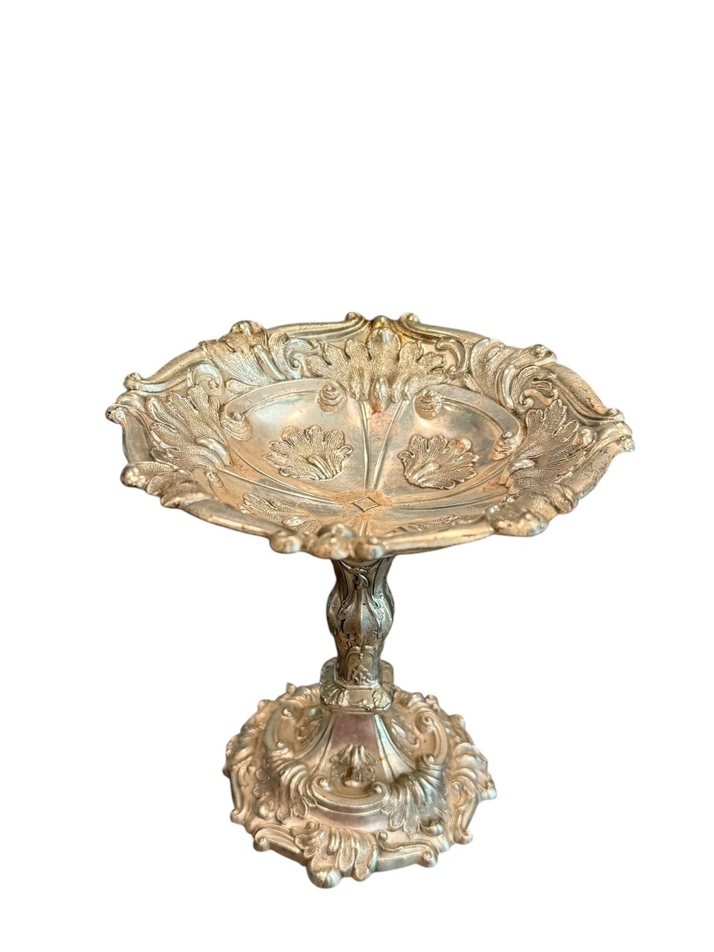 Vintage Holiday Imports silver plated footed dish stand bowl ornate READ